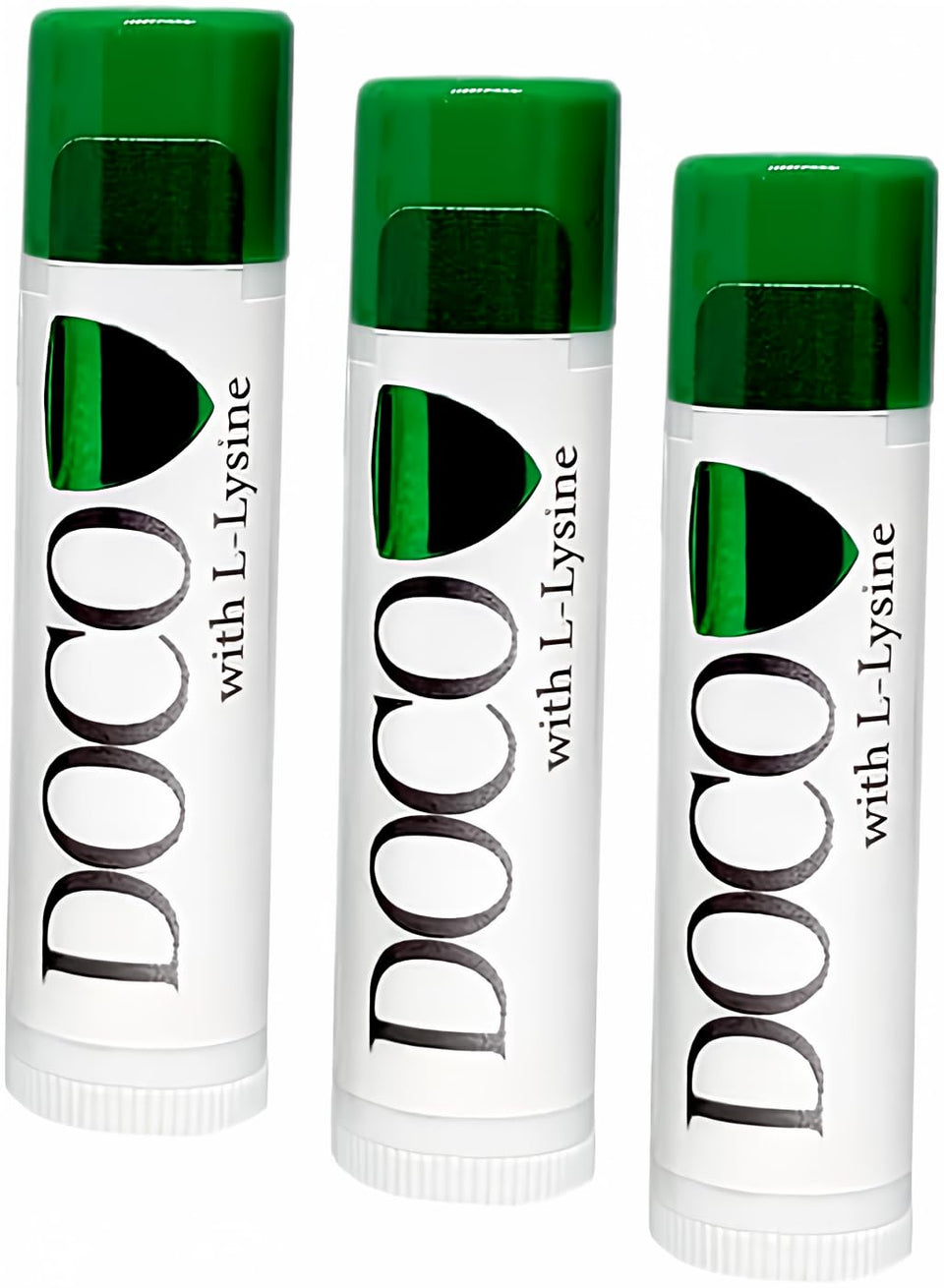 DOCO DocoShield front packaging showing three lip balm sticks ready to use and portable