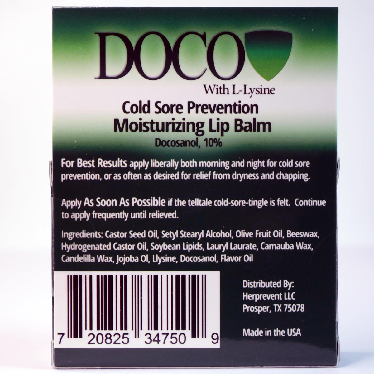 DOCO DocoShield in use applying balm to lips for instant moisture and discreet coverage
