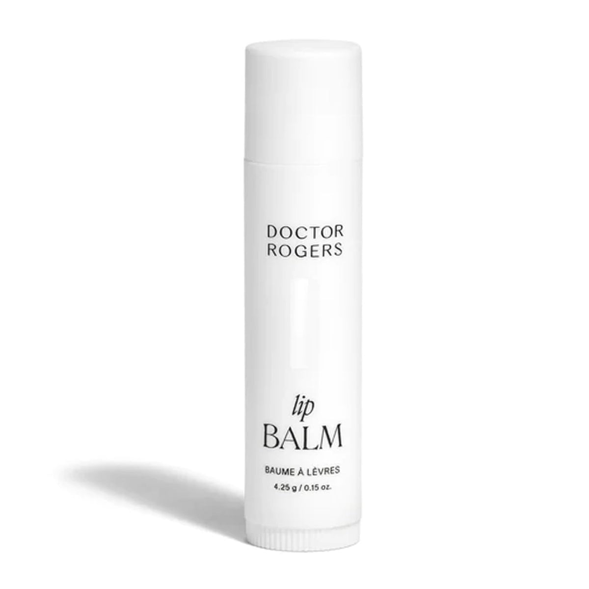 Doctor Rogers lip balm front packaging showing clean tube and brand benefit