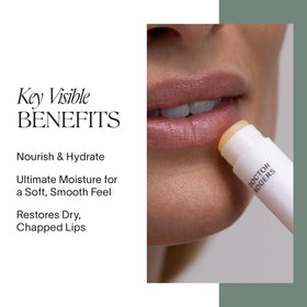 Doctor Rogers lip balm open tube close-up texture for smooth, lasting glide