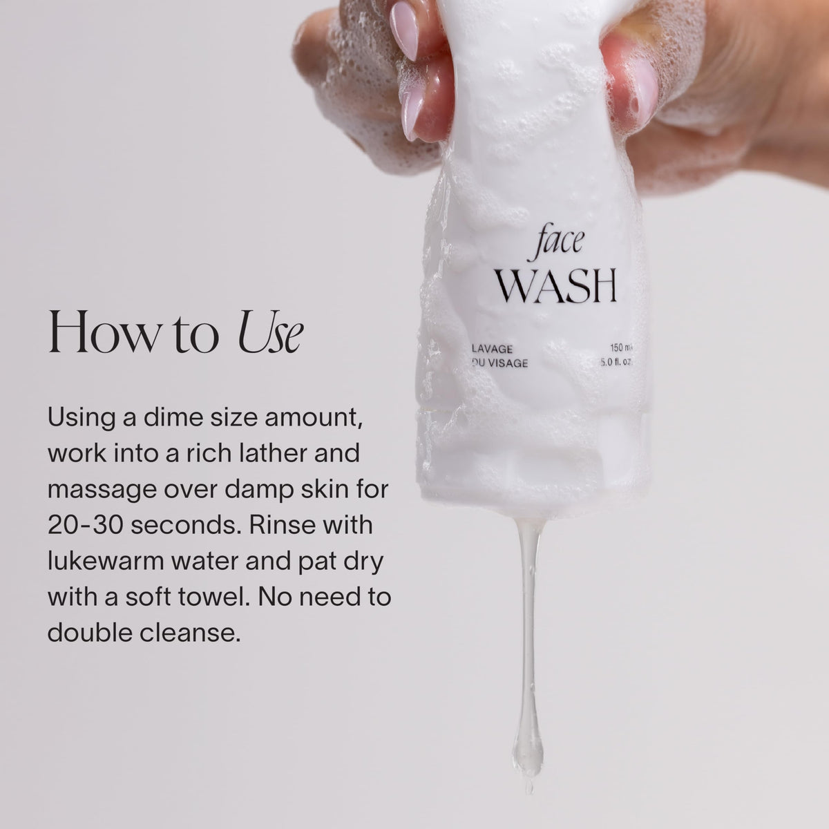 Person using Doctor Rogers face wash at sink demonstrating gentle daily cleansing