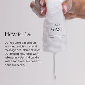 Person using Doctor Rogers face wash at sink demonstrating gentle daily cleansing