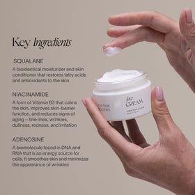 Doctor Rogers cream on hand being applied to face for fast absorption benefit