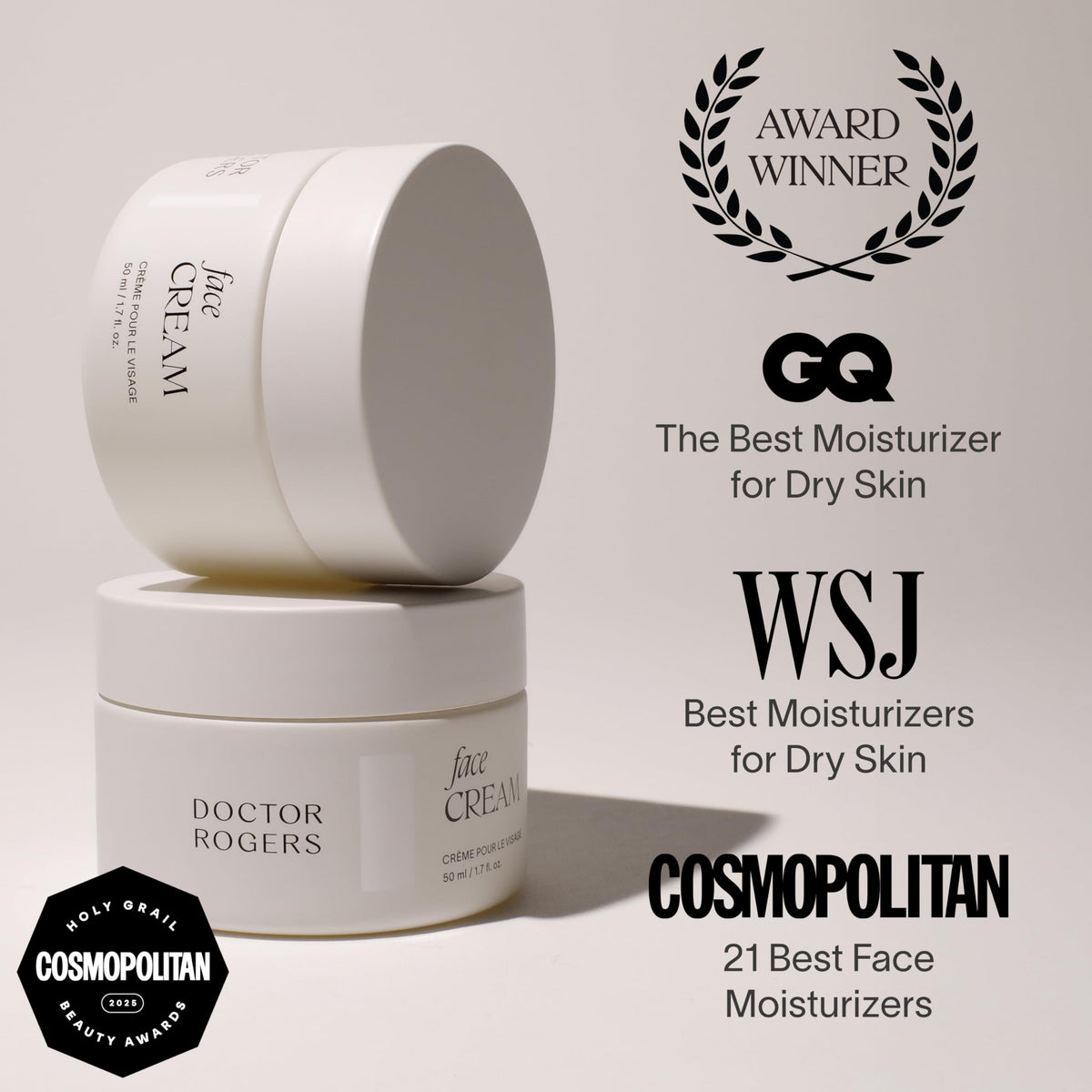 Doctor Rogers 50ml tube on bathroom counter for convenient travel-friendly benefit