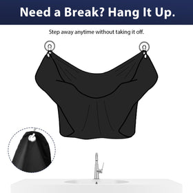 DOEPSILON folded bib in storage pouch showing compact travel and storage benefit