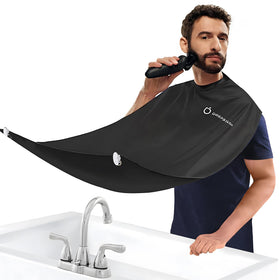 DOEPSILON front view of beard bib showing full coverage and easy setup benefits