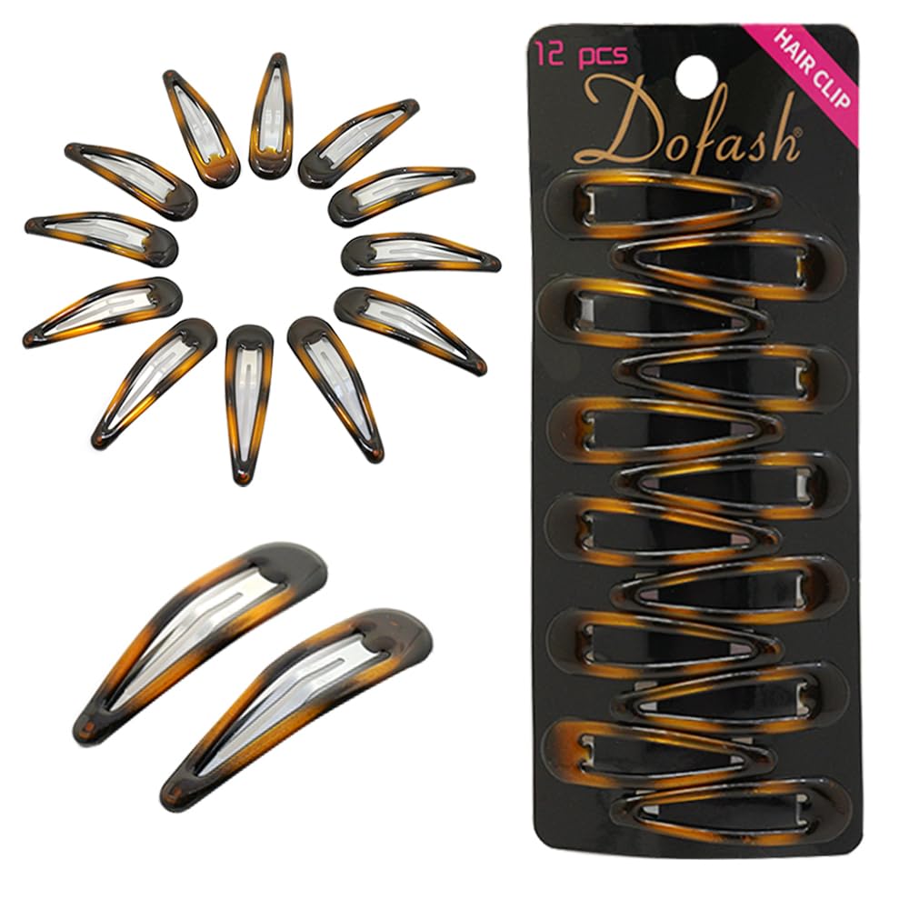 Dofash front view of 12-pack epoxy tortoise clips showing design and quantity, stylish benefit