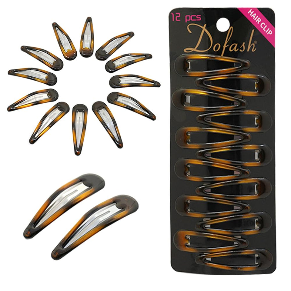 Dofash front view of 12-pack epoxy tortoise clips showing design and quantity, stylish benefit