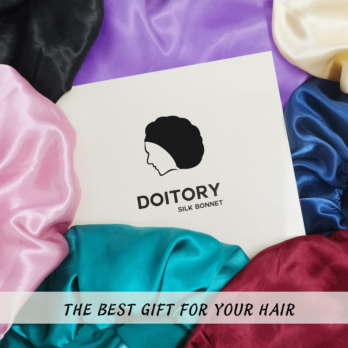 Doitory bonnet on bedside table illustrating travel-ready hair protection