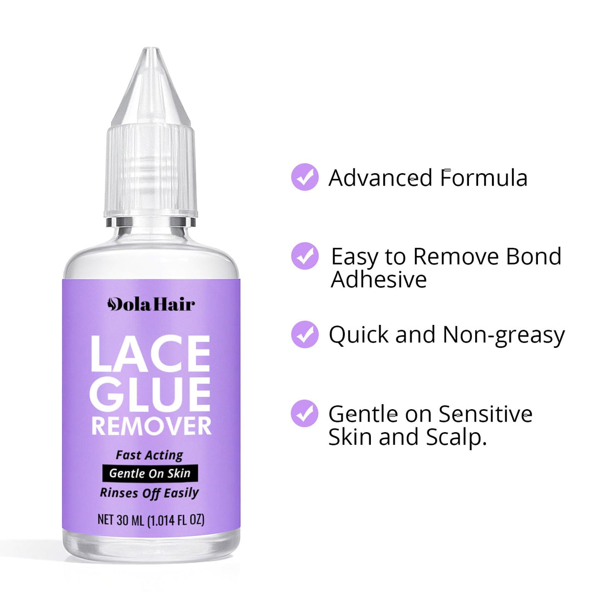 Dolahair dropper applying remover directly to adhesive for precise control