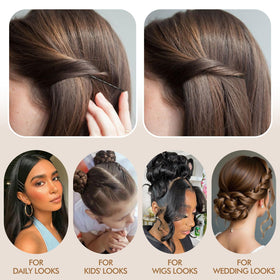 Dolahair close-up of black bobby pins highlighting smooth finish and secure grip