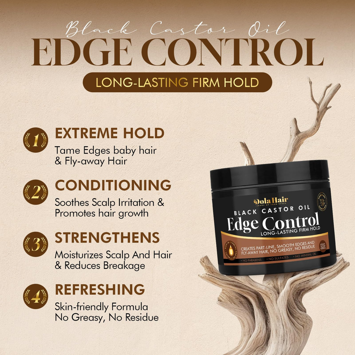 Dolahair product label close-up noting aloe and honey ingredients