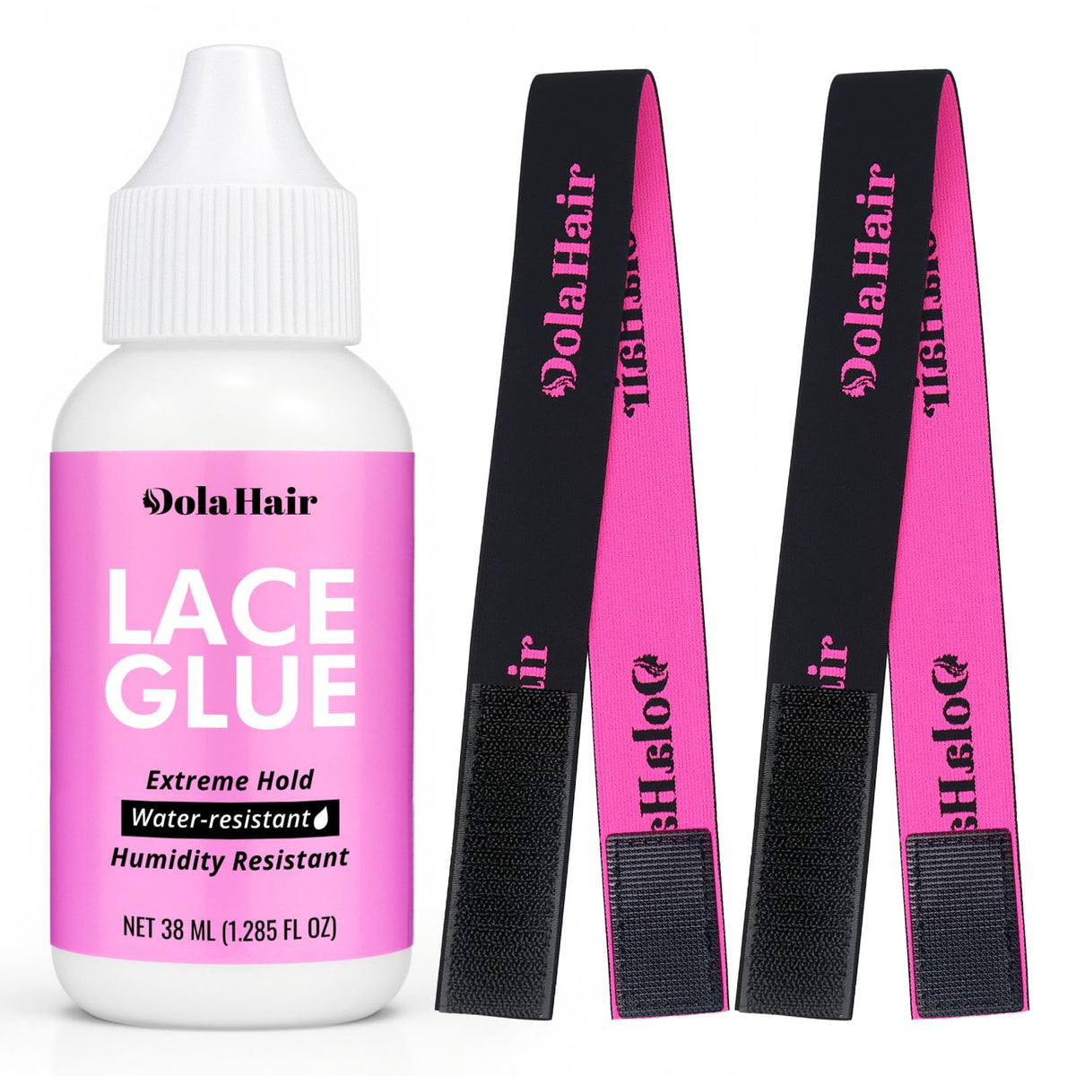 Dolahair front bottle showing label and compact size for travel convenience