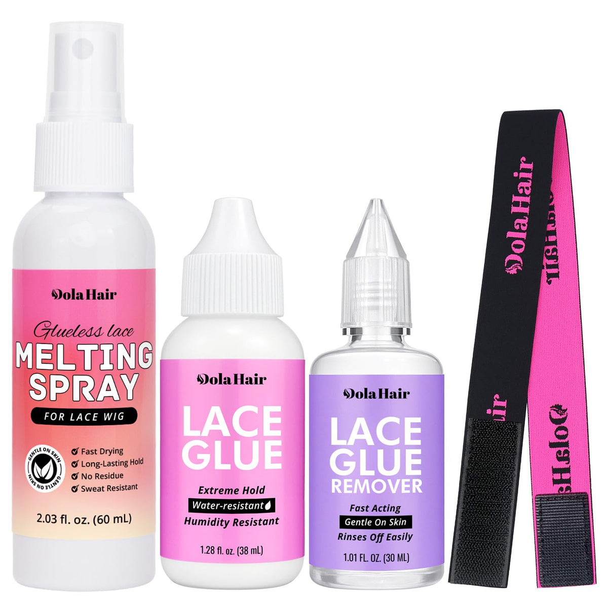 Dolahair front packaging kit showing all components and convenient travel benefits