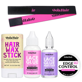 Dolahair front packaging showing the full five-piece kit for secure hold
