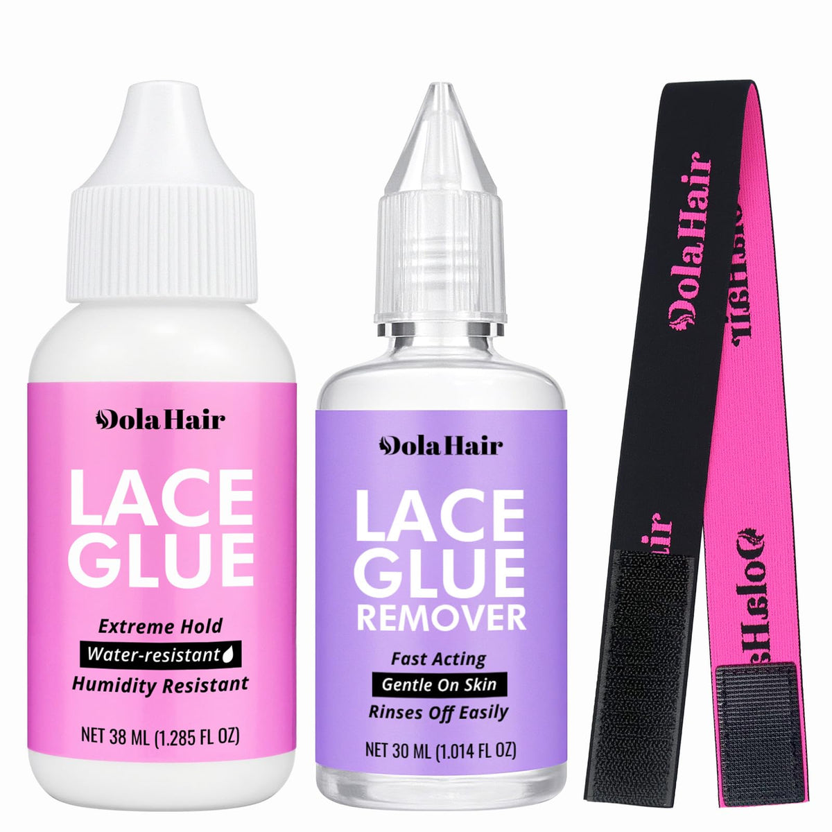Dolahair front packaging showing kit components and clear benefit