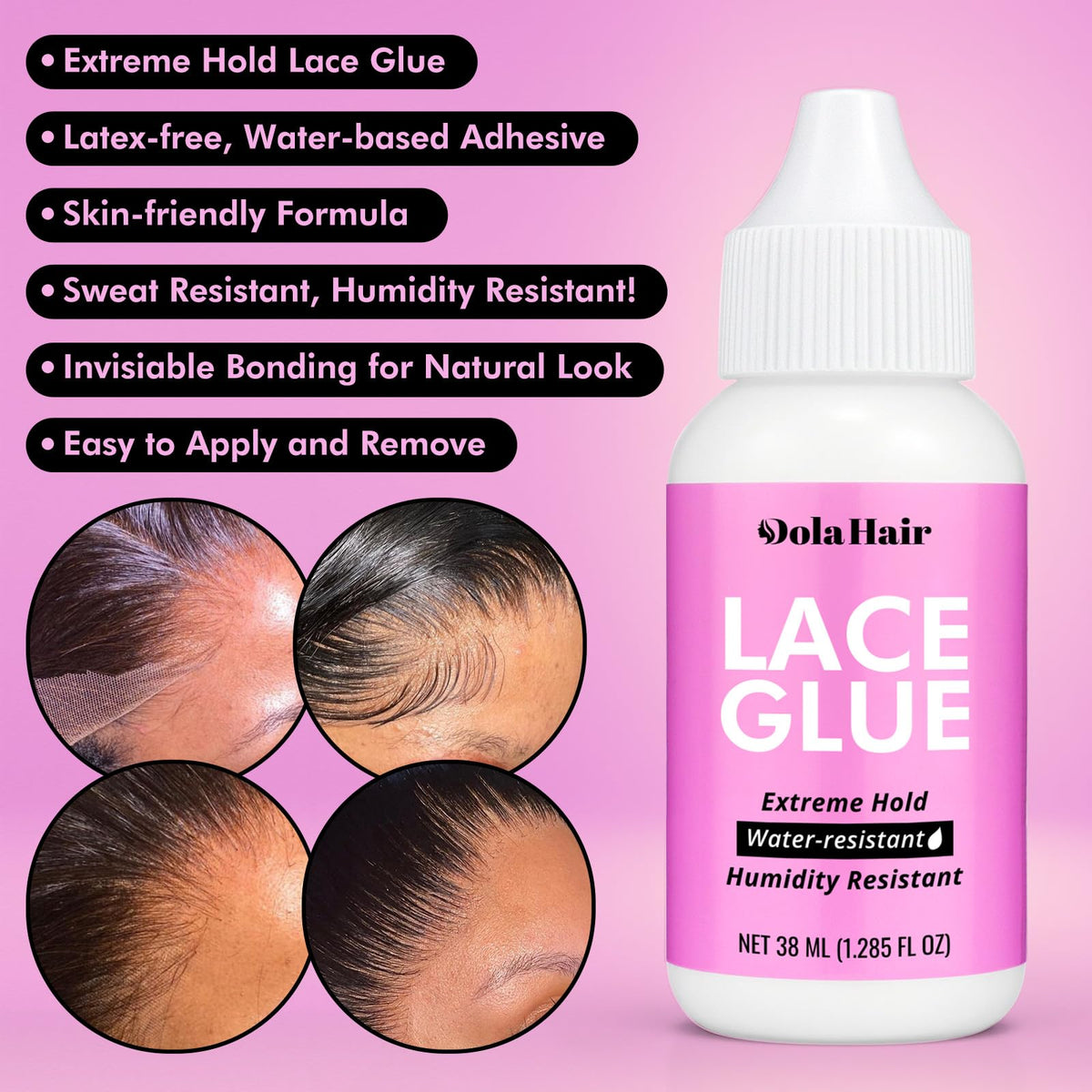Dolahair label close-up with directions, clear usage and safety guidance