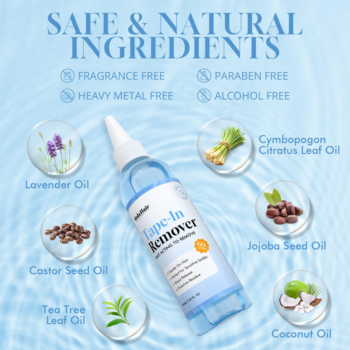 Dolahair product droplet texture to show lightweight solvent consistency