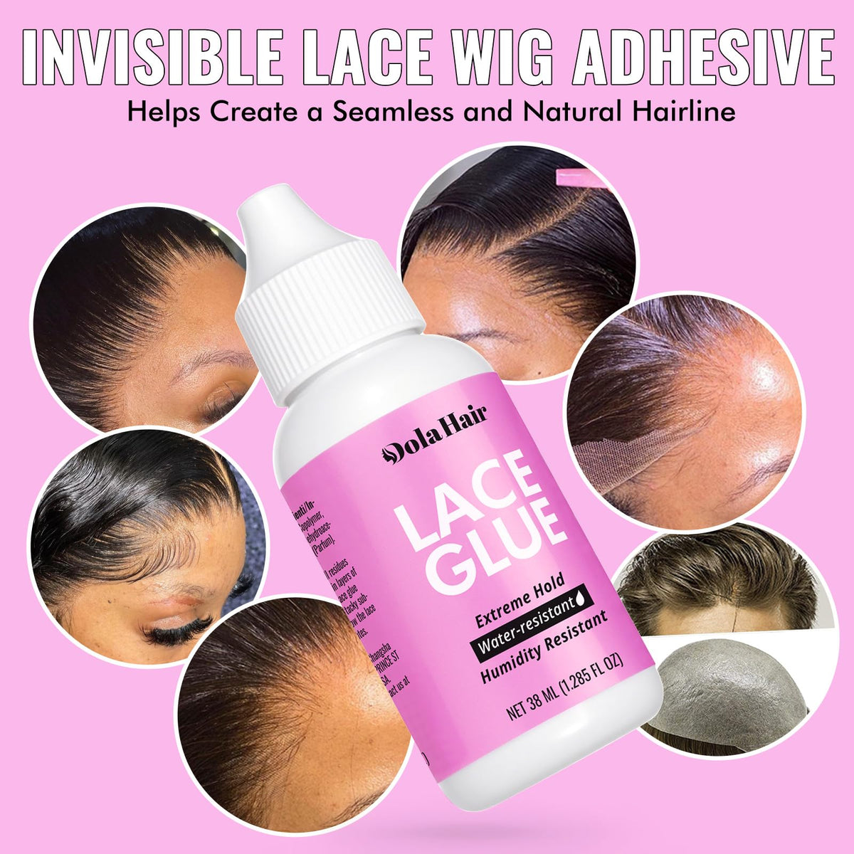 Dolahair remover beside cleaned hairline, gentle removal and residue-free