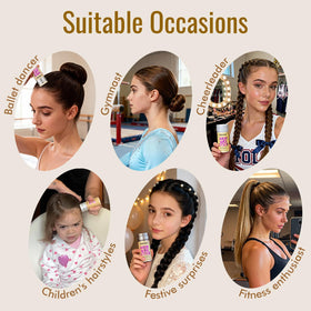 Dolahair used to form a sleek bun with polished finish ideal for performances