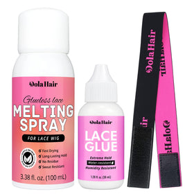 Dolahair bottle front view showing product and neat label for easy identification