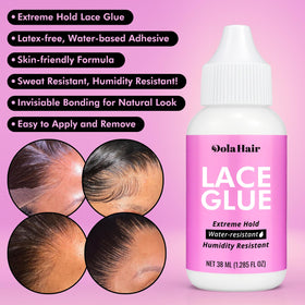 Dolahair texture swirl of adhesive showing smooth, water-based consistency