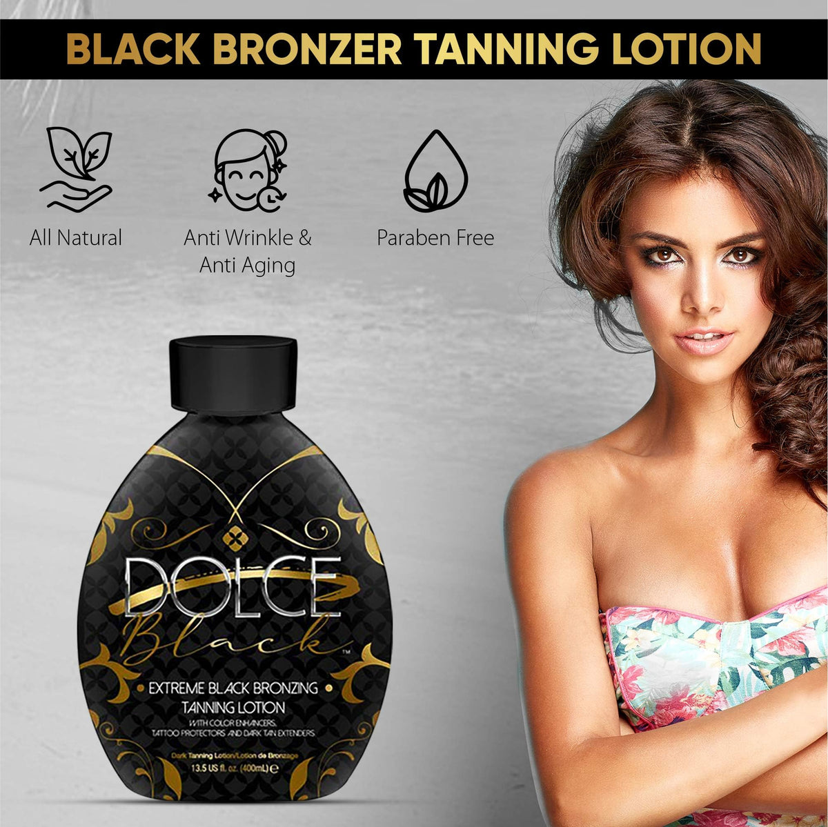 Dolce Black creamy lotion texture spread demonstrating smooth blendability