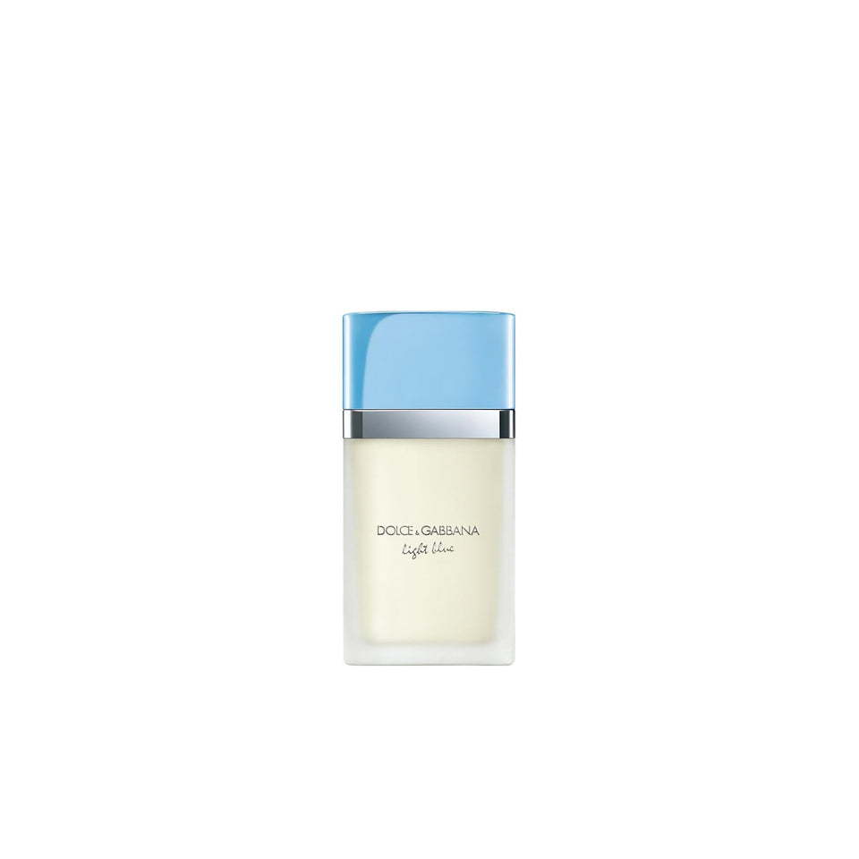 Dolce&Gabbana Light Blue front bottle showing sleek glass and sunny color for easy recognition