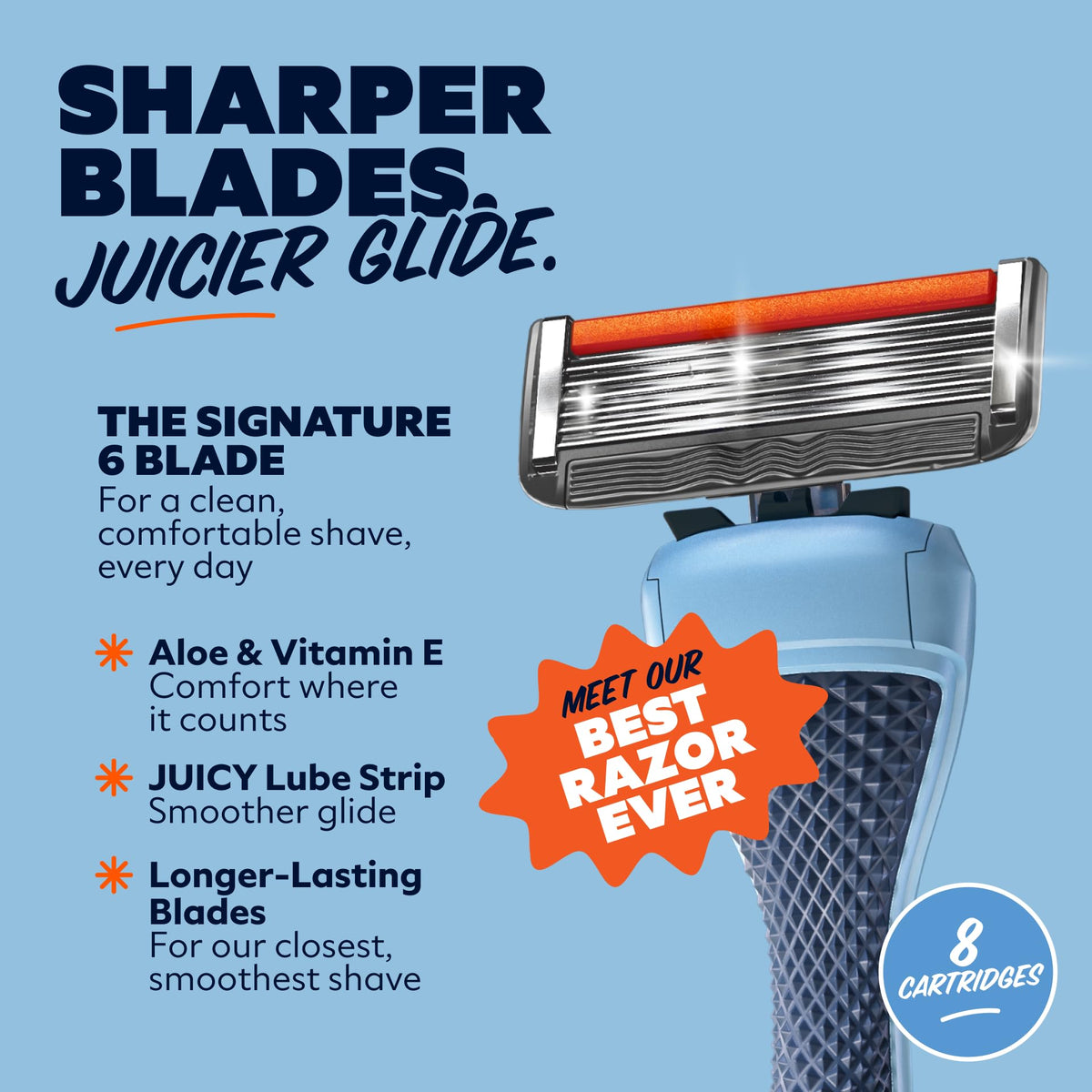 Dollar Shave Club cartridge side profile highlighting blade alignment for consistent contact