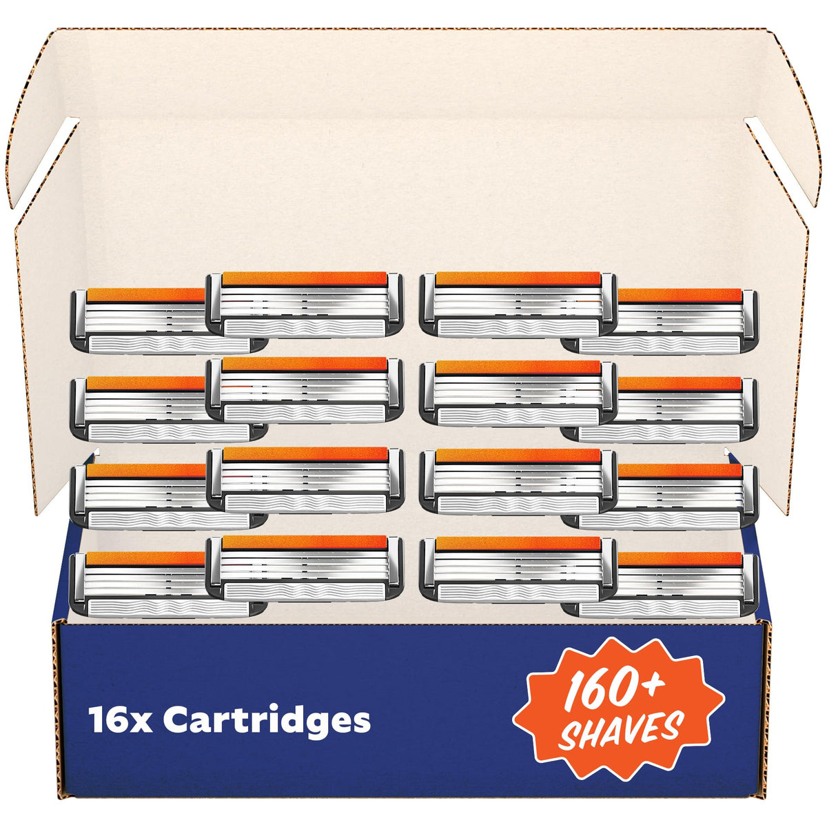 Dollar Shave Club front pack showing 16 refills and value