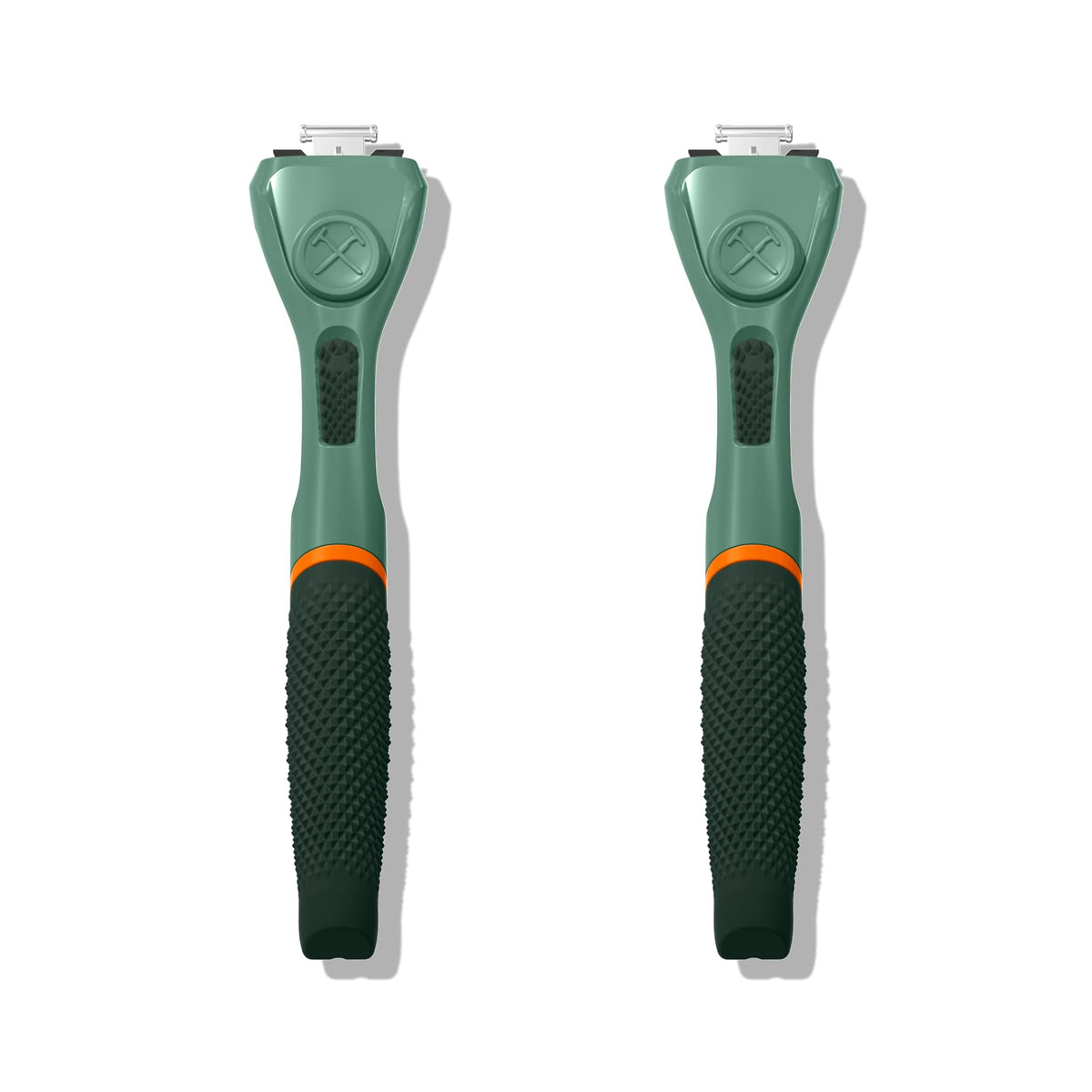 Dollar Shave Club green handle front view showing durable grip and easy storage