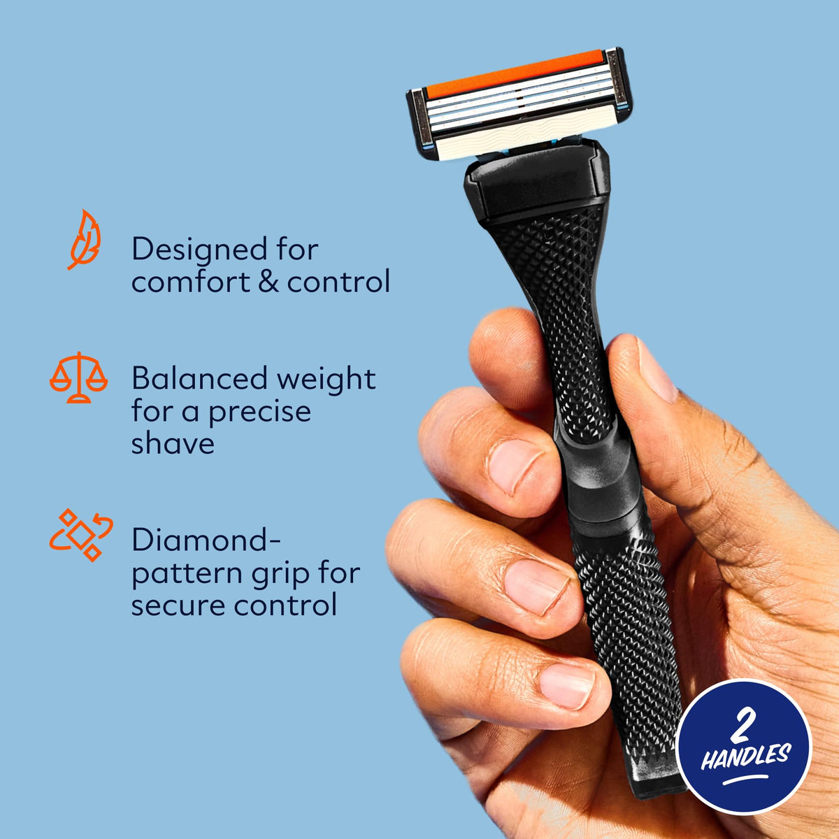 Dollar Shave Club side profile of handle showing balanced weight design