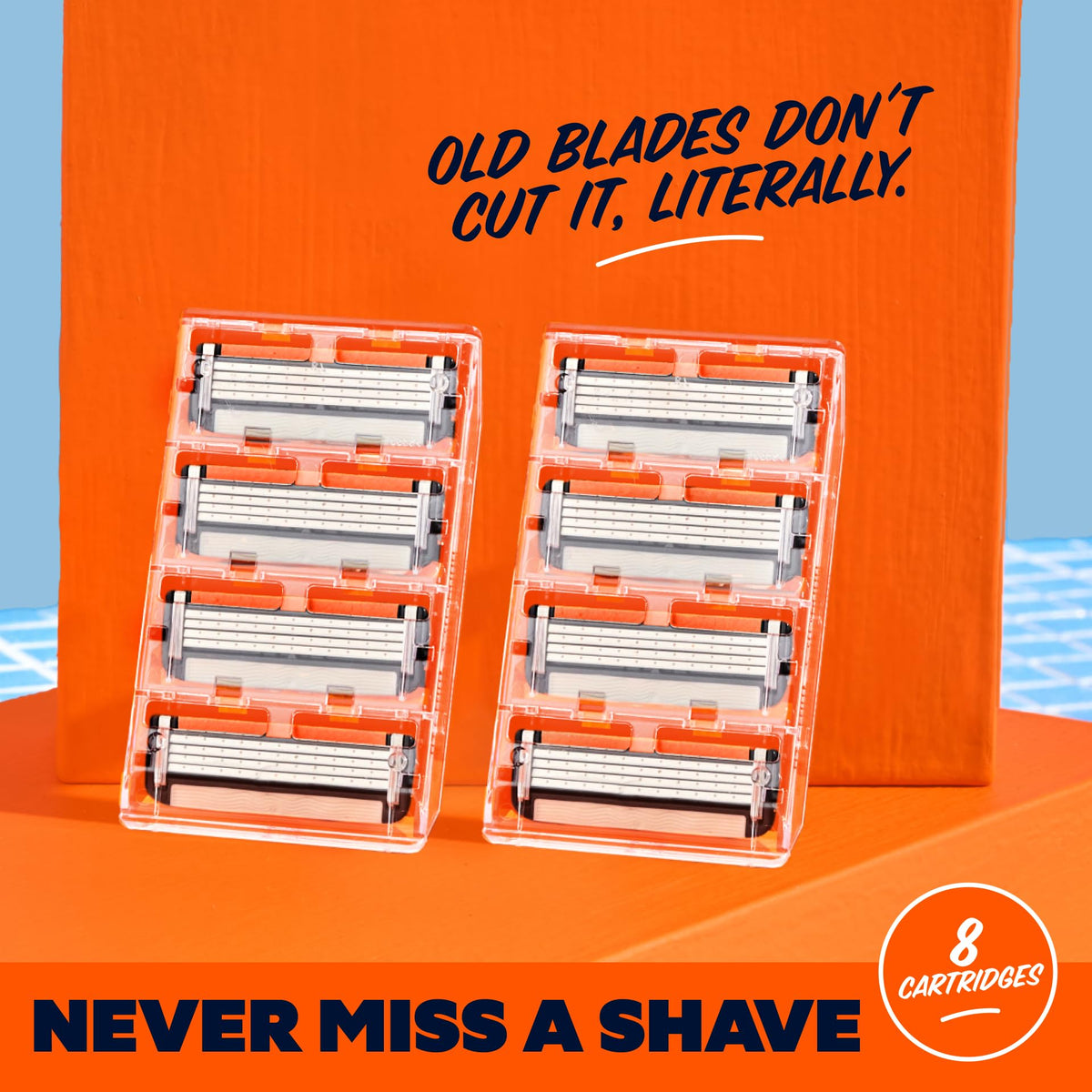 Dollar Shave Club refill mounted on handle demonstrating easy installation