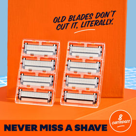 Dollar Shave Club refill mounted on handle demonstrating easy installation