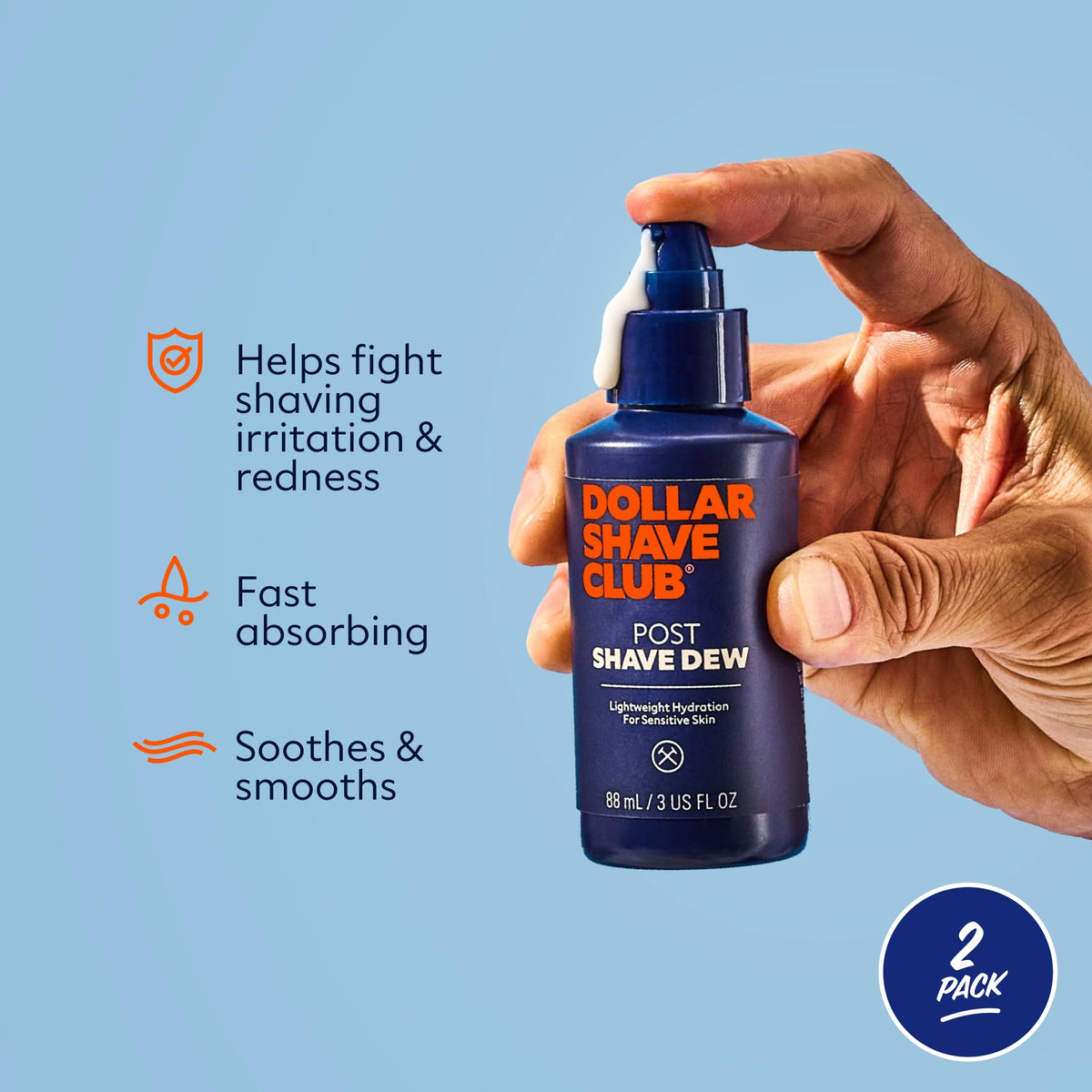 Dollar Shave Club pump detail for easy dispensing and mess-free use
