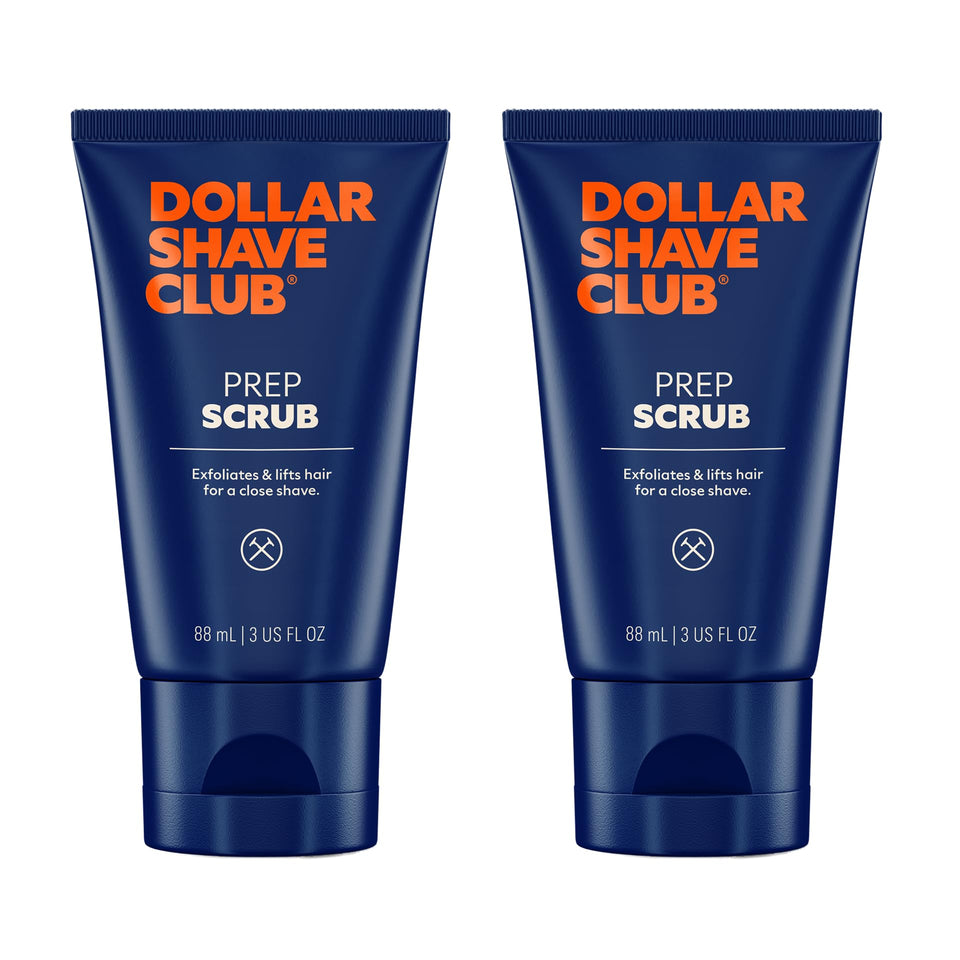 Dollar Shave Club prep scrub front packaging showing product benefits