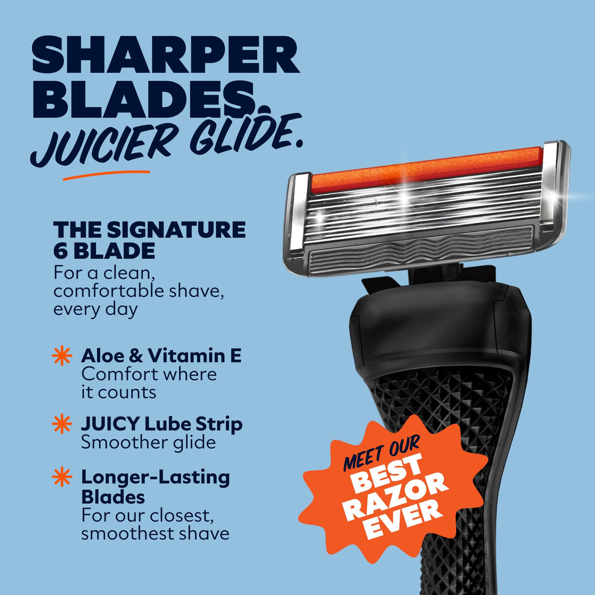 Dollar Shave Club razor cover snapped on handle protecting blades during travel