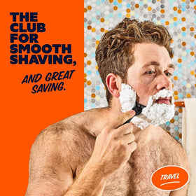 Dollar Shave Club grey razor cover protecting blade during travel benefit