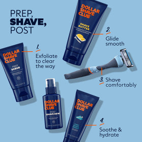 Dollar Shave Club tube next to ruler for scale, shows 6 ounce travel-friendly size