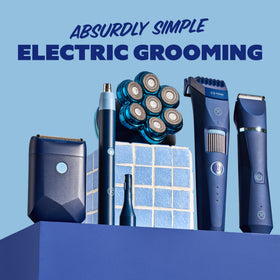 Dollar Shave Club size comparison in hand illustrating compact travel-friendly design