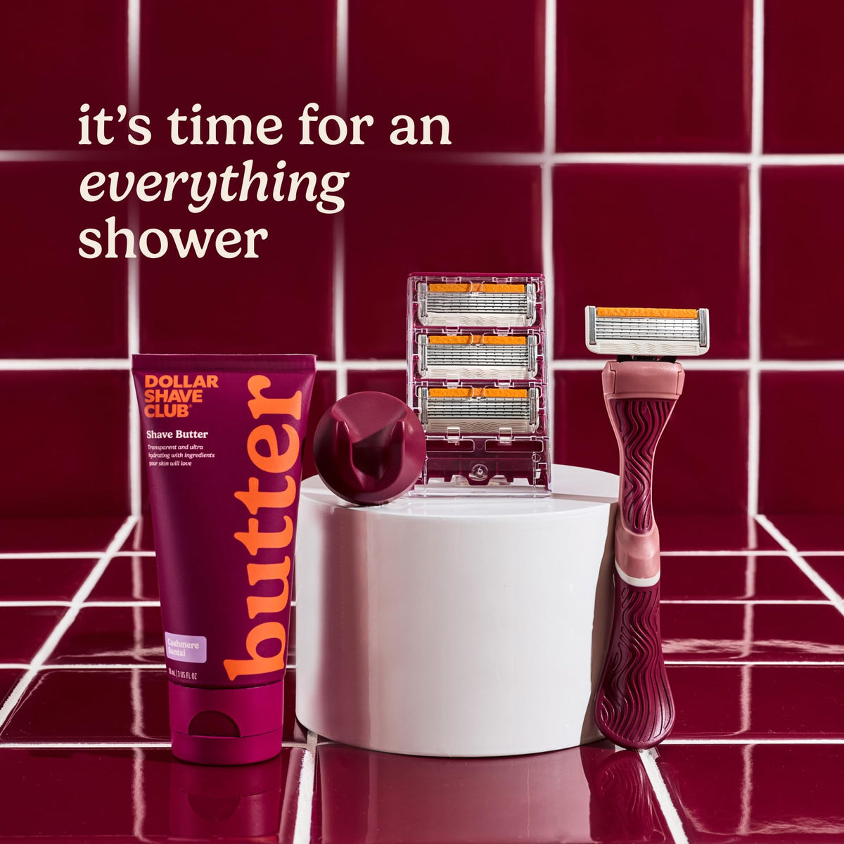 Dollar Shave Club two tubs stacked showing value two-pack convenience