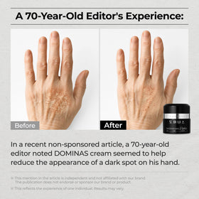 DOMINAS cream texture swipe showing smooth consistency for quick absorption benefit