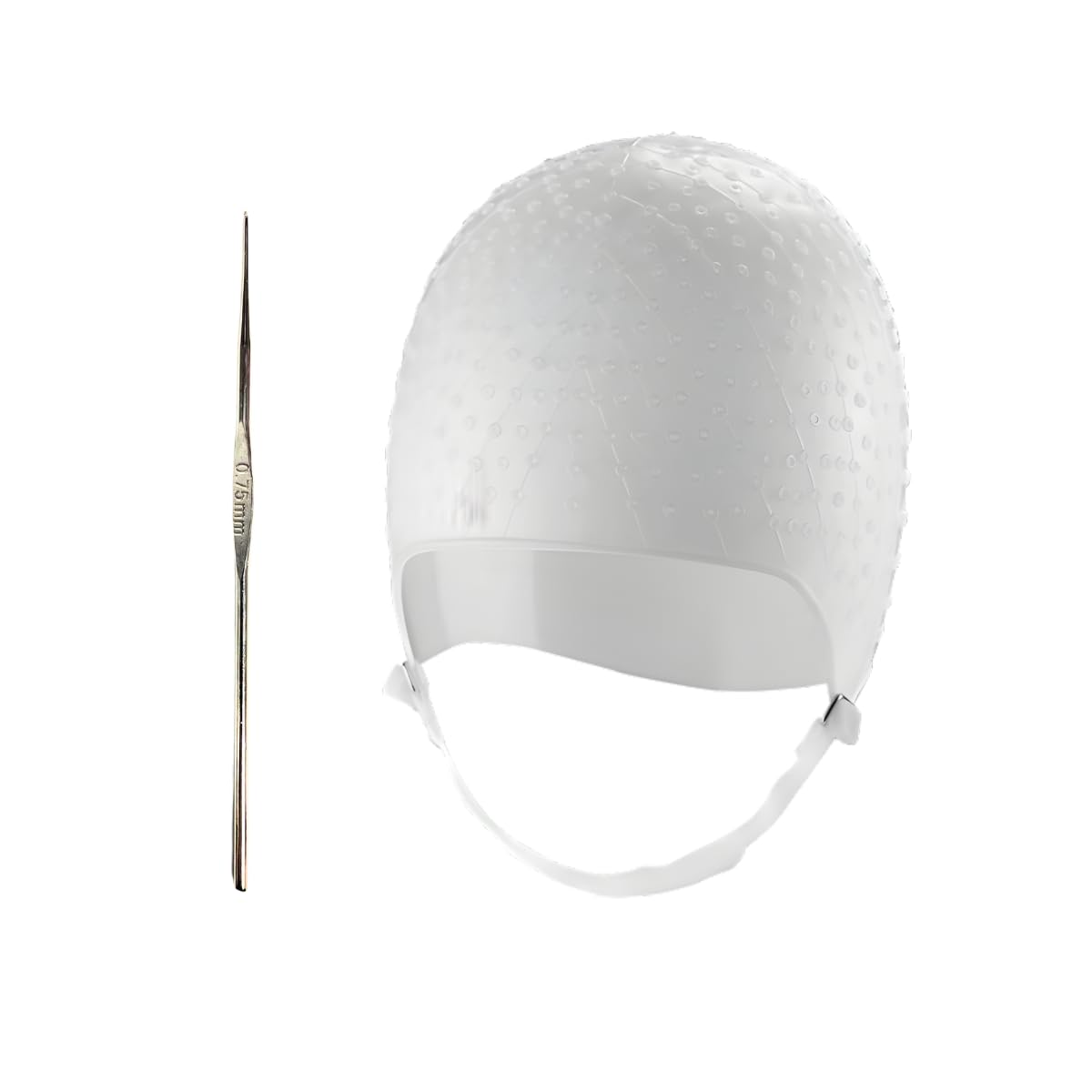 Dompel silicone cap front view showing snug fit and durable material benefit