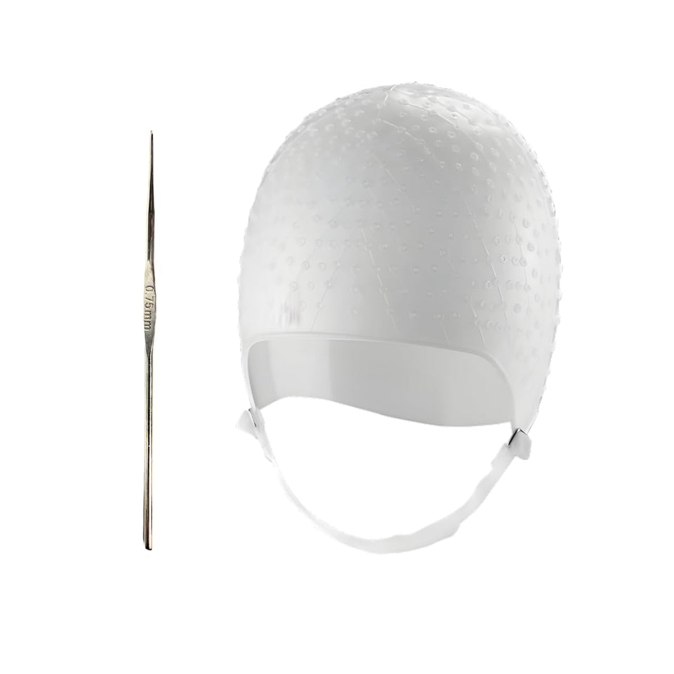 Dompel silicone cap front view showing snug fit and durable material benefit