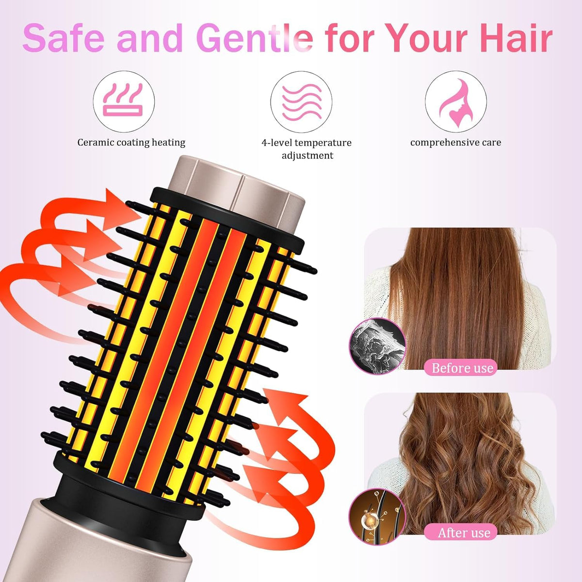 Dongxw closeup ceramic barrel highlighting even heat for smooth styling