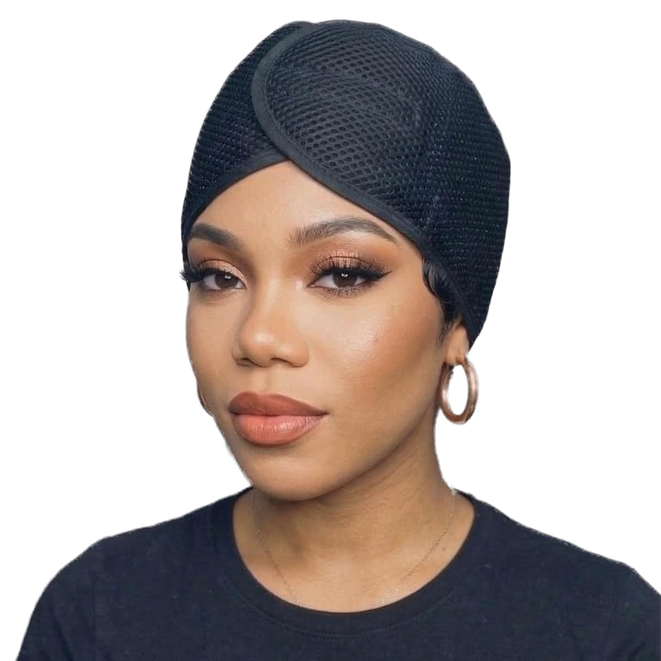 DONNA wrap front view showing black design and snug protective hold