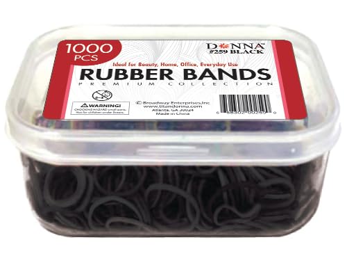 DONNA front packaging showing 1000 black bands and storage case for bulk convenience