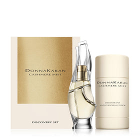 Donna Karan Cashmere Mist front packaging showing both spray and deodorant, ideal travel kit