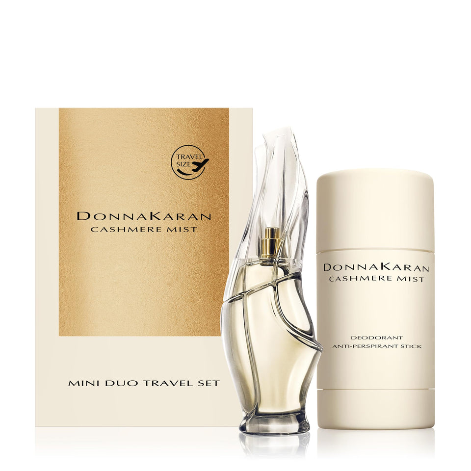 Donna Karan Cashmere Mist front packaging showing elegant branding and compact duo