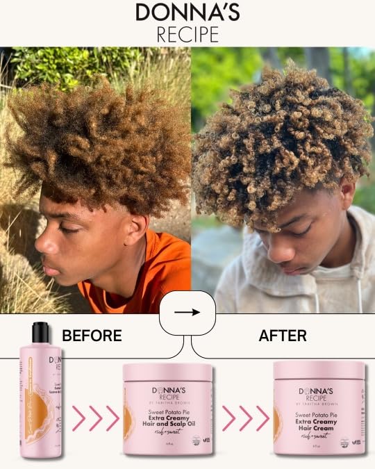 Donna's Recipe before and after detangling hair for smoother strands
